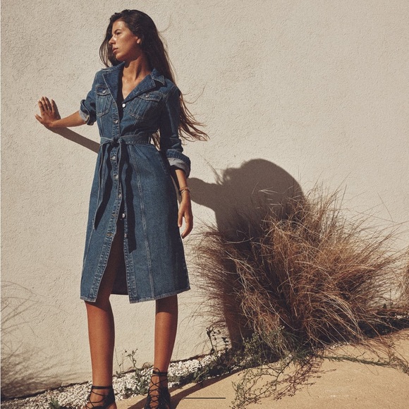 Zara Classic Denim Shirt belted Dress -  Sz Medium - NWT - Picture 3 of 17